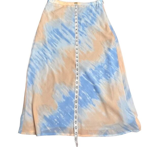 𝅺emory Park Midi‎ Skirt Blue Peach Size L - Picture 9 of 9